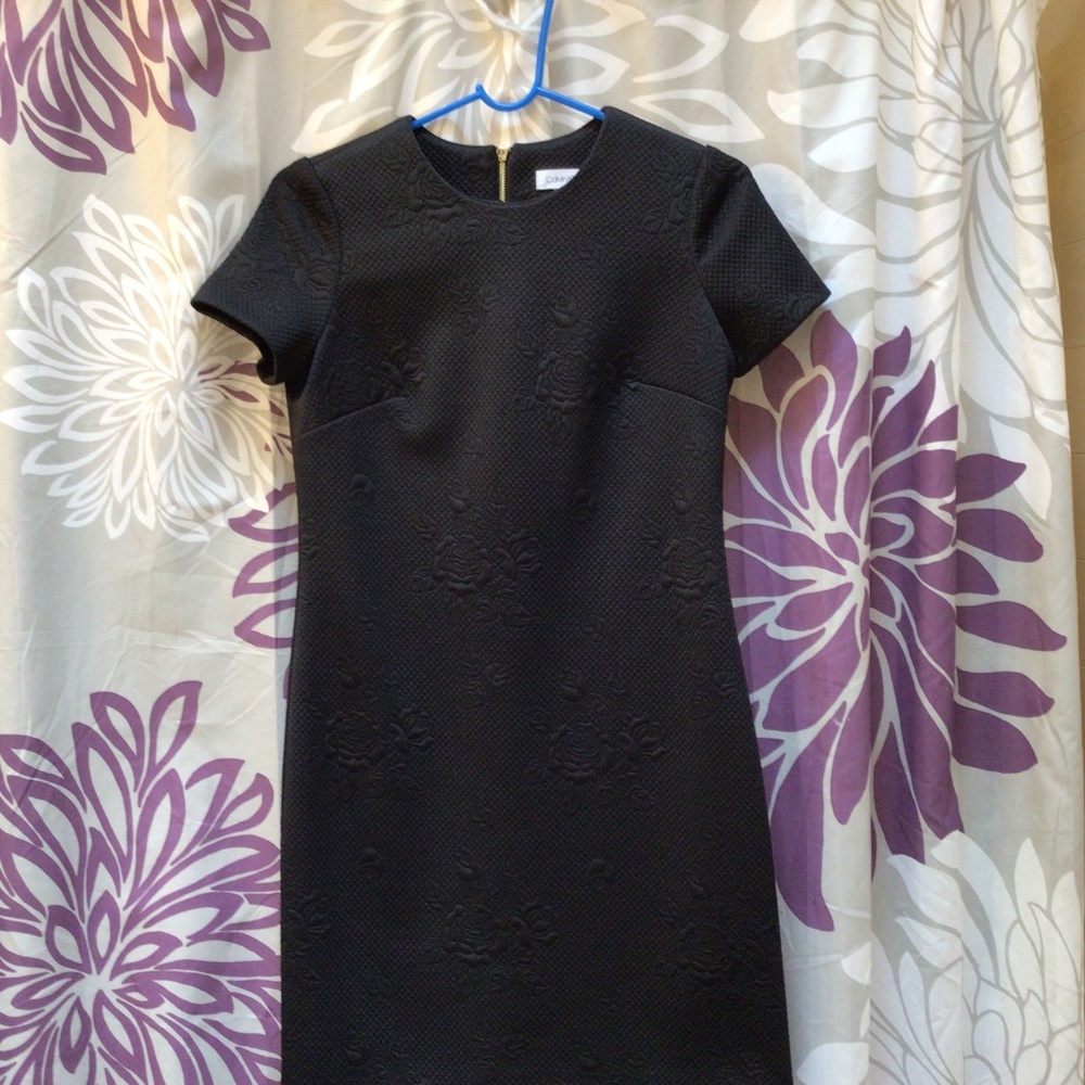 Calvin Klein dress women’s black size 2 great condition  flower embroidered